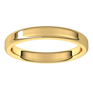 3mm 14K Yellow Gold Polished Round Edge Comfort Fit Flat Band