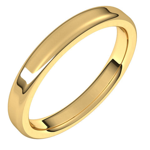 3mm 10K Yellow Gold Polished Round Edge Comfort Fit Flat Band