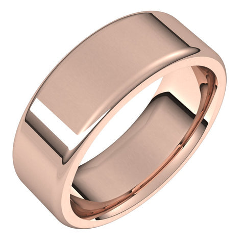 14K Rose Gold Polished Round Edge Comfort Fit Flat Band