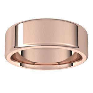14K Rose Gold Polished Round Edge Comfort Fit Flat Band