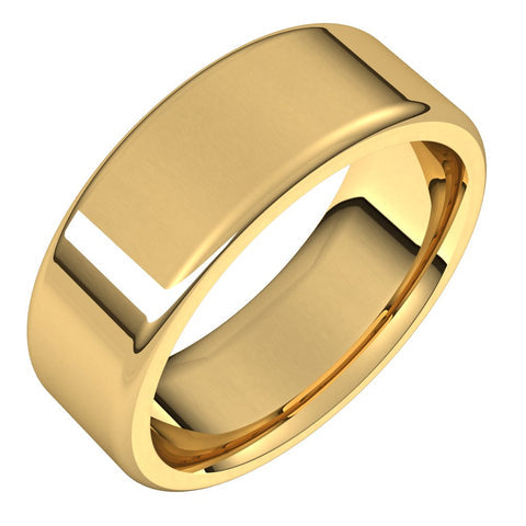 10K Yellow Gold Polished Round Edge Comfort Fit Flat Band