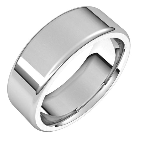 10K White Gold Polished Round Edge Comfort Fit Flat Band