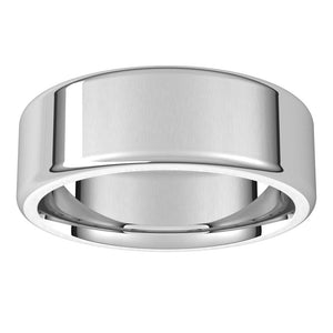 10K White Gold Polished Round Edge Comfort Fit Flat Band