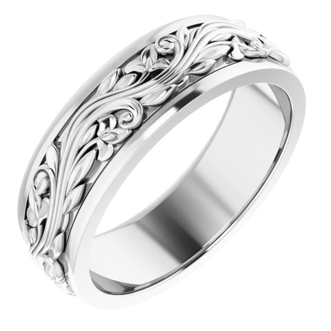 14K White Gold Sculptural Standard Fit Band