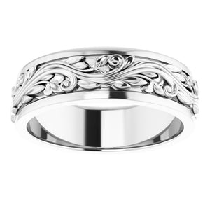 14K White Gold Sculptural Standard Fit Band