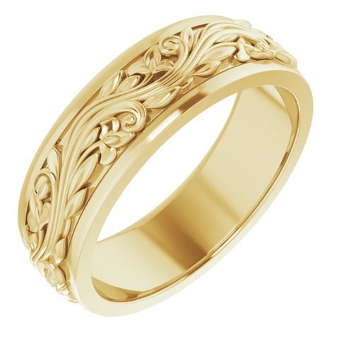 10K Yellow Gold Sculptural Standard Fit Band