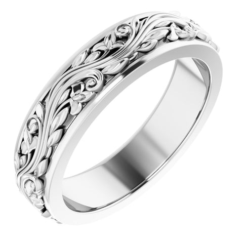 10K White Gold Sculptural Standard Fit Band