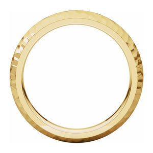 14K Yellow Gold Hammered Half Round Comfort Fit Band