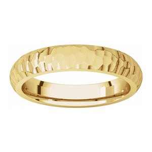 14K Yellow Gold Hammered Half Round Comfort Fit Band