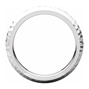 14K White Gold Hammered Half Round Comfort Fit Band