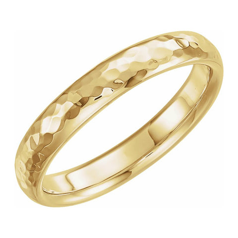 10K Yellow Gold Hammered Half Round Comfort Fit Band