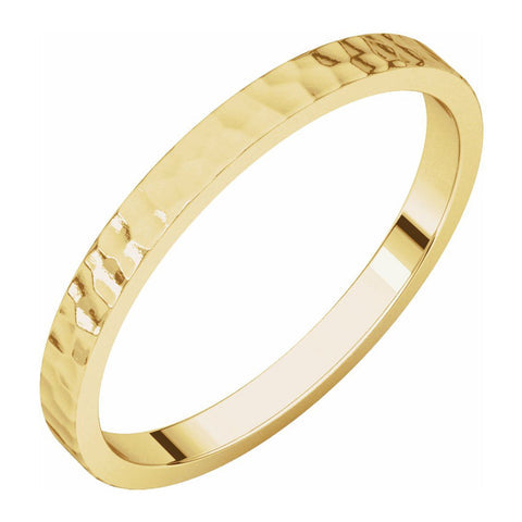 14K Yellow Gold Hammered Flat Standard Fit Band