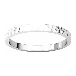 14K White Gold Hammered Flat Standard Fit Band