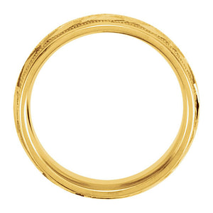 14K Yellow Gold Carved Design Comfort Fit Band