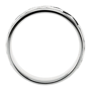 14K White Gold Carved Design Comfort Fit Band