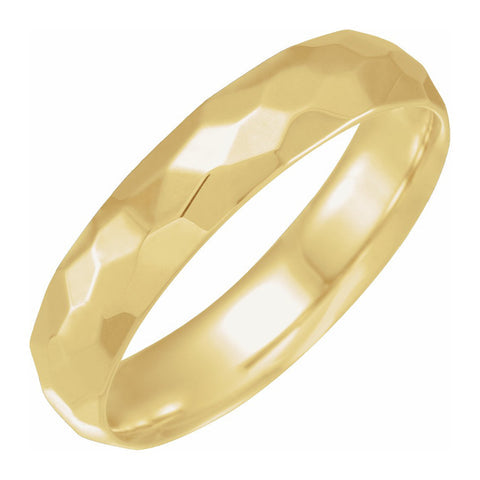 14K Yellow Gold Hammered Comfort Fit Band