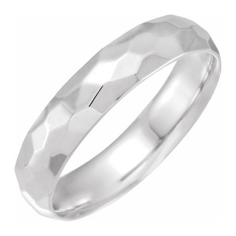 14K White Gold Hammered Comfort Fit Band