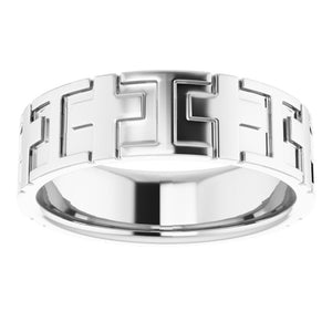 14K White Gold Polished Cross Comfort Fit Band