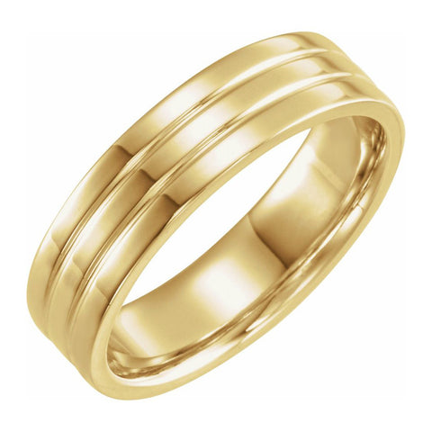 10K Yellow Gold Polished Ridged Comfort Fit Band