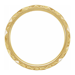 2.14K Yellow Gold Diamond Cut Faceted Standard Fit Band