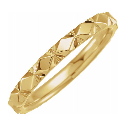 2.10K Yellow Gold Diamond Cut Faceted Standard Fit Band