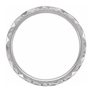 2.10K White Gold Diamond Cut Faceted Standard Fit Band