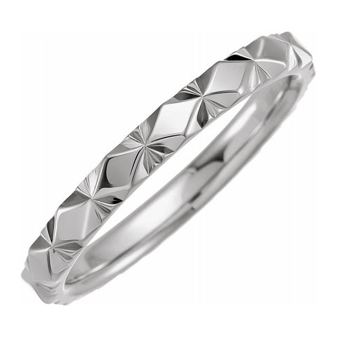 2.Continuum Sterling Silver Diamond Cut Faceted Standard Fit Band