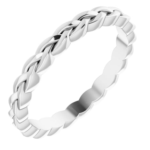 14K White Gold Woven Standard Fit Band