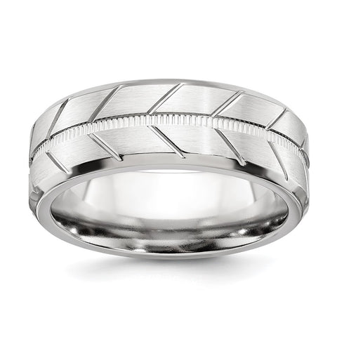 Cobalt Brushed & Polished Grooved & Beveled Standard Fit Band