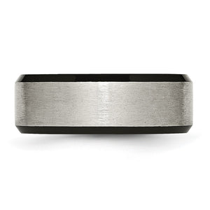 Titanium Brushed & Black Plated Beveled Edge Comfort Fit Band