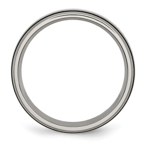 Titanium & Sterling Silver Inlay Antiqued/Brushed Grooved Band