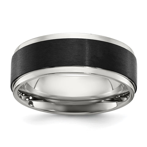 Men's Stainless Steel Two Tone Ridged Edge Standard Fit Band