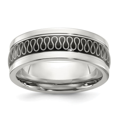 Men's Stainless Steel Two Tone Swirl Design Standard Fit Band