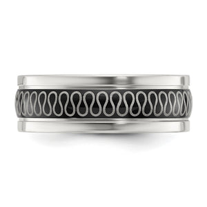 Men's Stainless Steel Two Tone Swirl Design Standard Fit Band