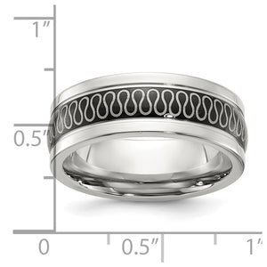 Men's Stainless Steel Two Tone Swirl Design Standard Fit Band