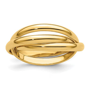 14K Yellow, White or Tri-Color Gold Three Band Rolling Ring