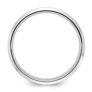 14K White Gold Brushed Flat Ridged Edge Comfort Fit Band