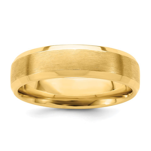 14K Yellow Gold Brushed Beveled Edge Comfort Fit Band