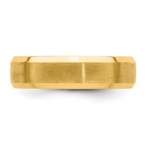 14K Yellow Gold Brushed Beveled Edge Comfort Fit Band