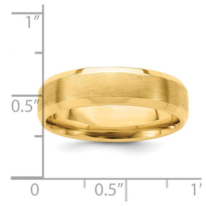 14K Yellow Gold Brushed Beveled Edge Comfort Fit Band