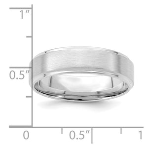 14K White Gold Brushed Step Edge Comfort Fit Band