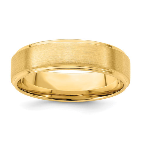 14K Yellow Gold Brushed Step Edge Comfort Fit Band