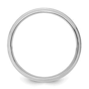 14K White Gold Domed Brushed Grooved Edge Comfort Fit Band