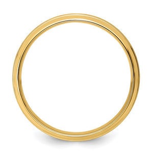 14K Yellow Gold Domed Brushed Grooved Edge Comfort Fit Band