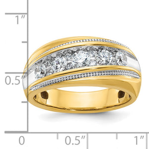 10.10K Yellow or White Gold 1 Ctw Diamond Milgrain Tapered Band