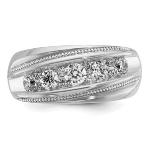 10.14K Yellow or White Gold 1 Ctw Diamond Milgrain Tapered Band