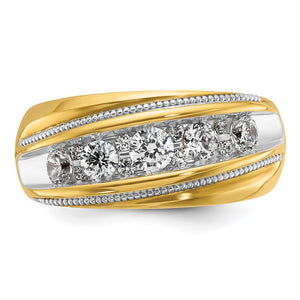 10.14K Yellow or White Gold 1 Ctw Diamond Milgrain Tapered Band