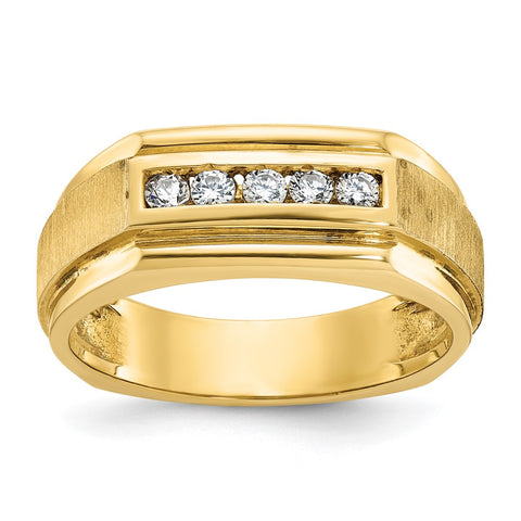 14K Yellow Gold 5-Stone 1/4 Ctw Lab Created Diamond Tapered Band