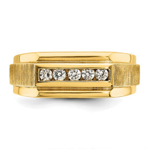14K Yellow Gold 5-Stone 1/4 Ctw Lab Created Diamond Tapered Band