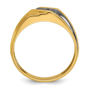 10.214K Yellow Gold Black RH. 1/6 Ct Lab Cr. Diamond Tapered Band